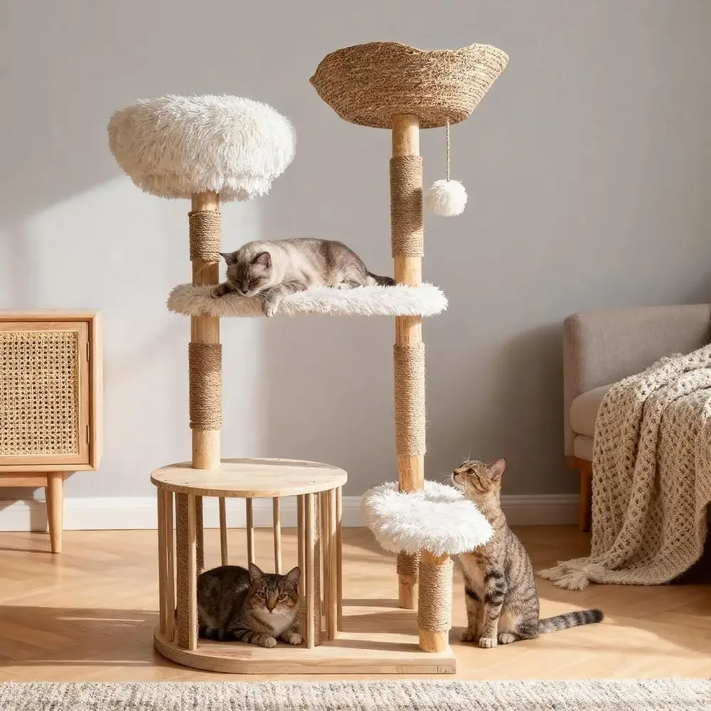 Cat Scratching Post - Деревянная лежанка-когтеточка для кошек с сизалевой